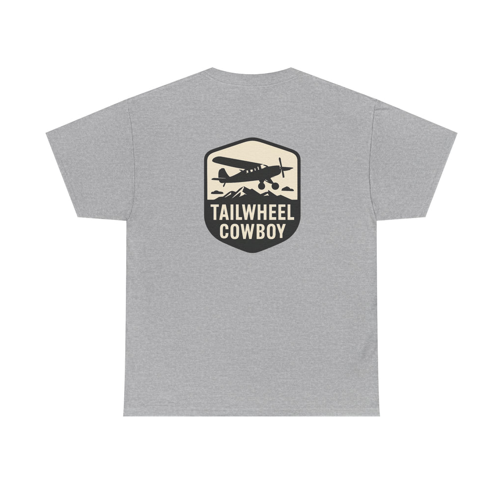 Tailwheel Cowboy T-Shirt — Vintage Aviation Tee with Chest Emblem