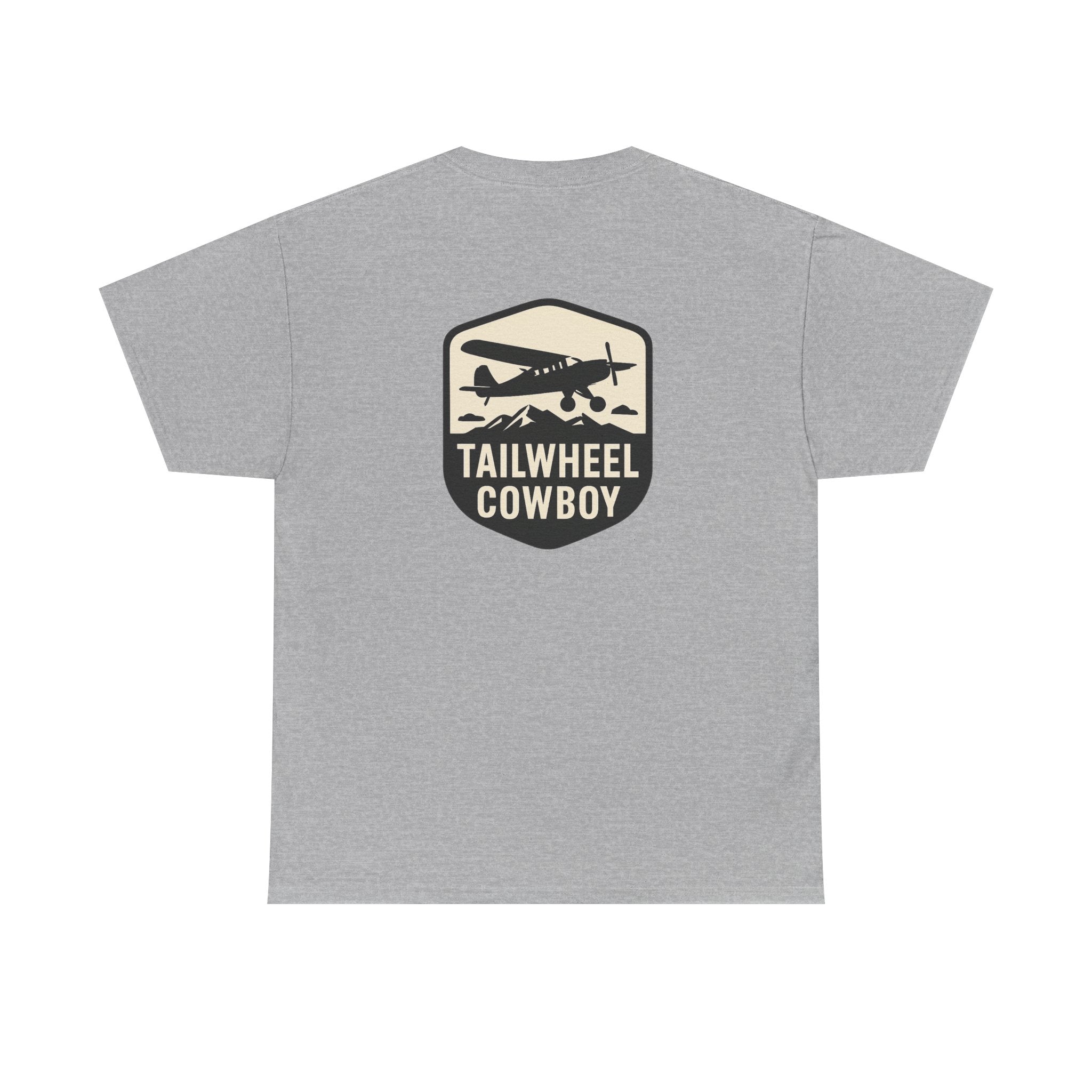 Tailwheel Cowboy T-Shirt — Vintage Aviation Tee with Chest Emblem