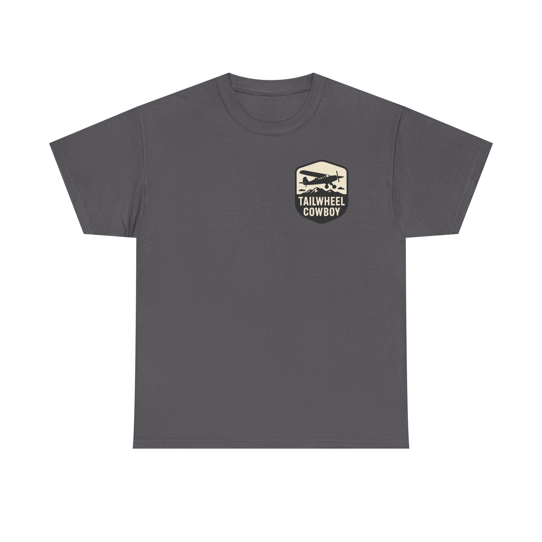 Tailwheel Cowboy T-Shirt — Vintage Aviation Tee with Chest Emblem
