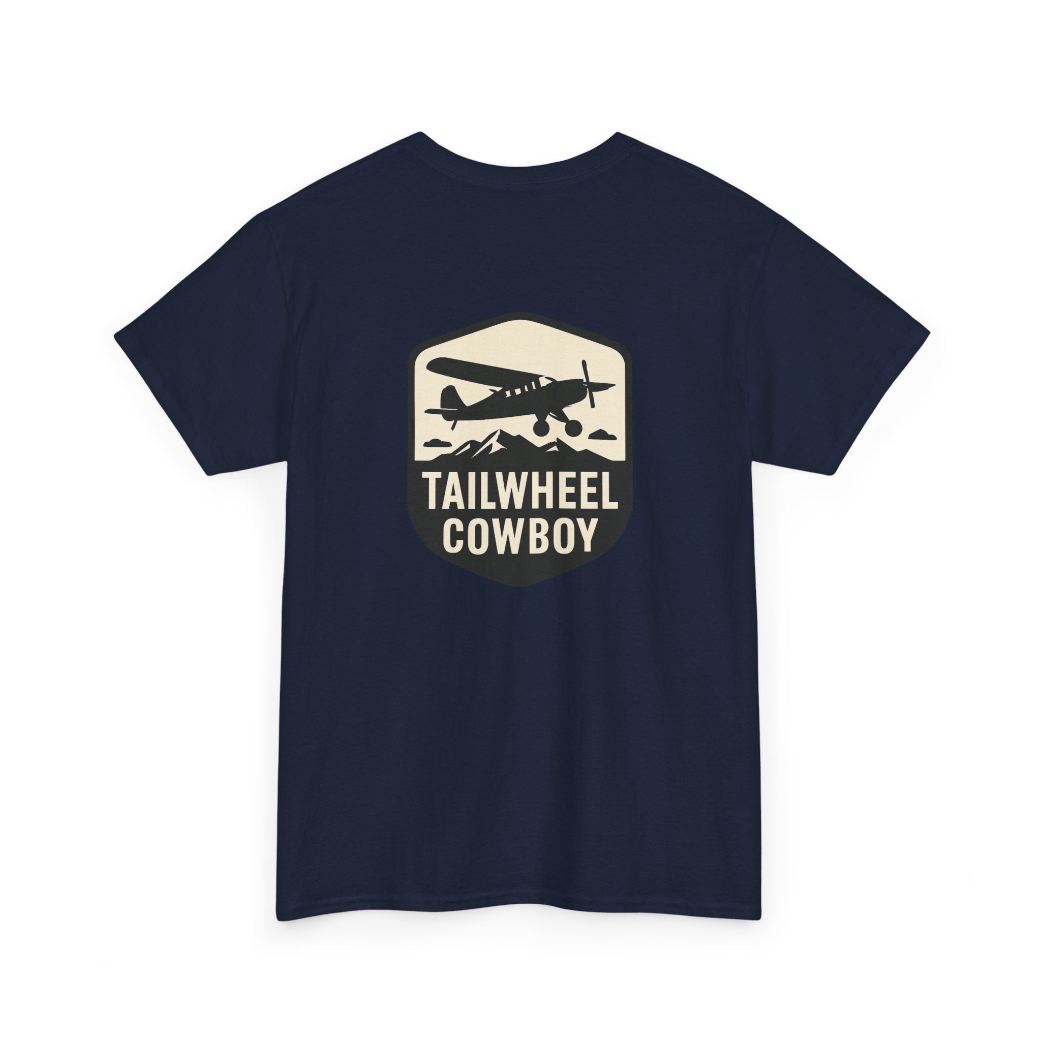 Tailwheel Cowboy T-Shirt — Vintage Aviation Tee with Chest Emblem
