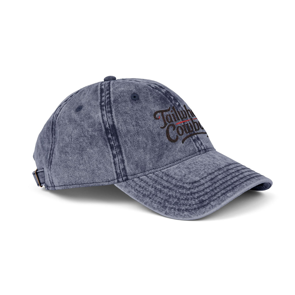 Vintage Cowboy Embroidered Cap — 'Tailwheel Cowboy' Distressed Dad Hat