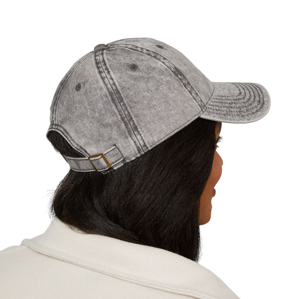 Vintage Embroidered Cap — Washed Grey 'Tailwheel Cowboy' Patch