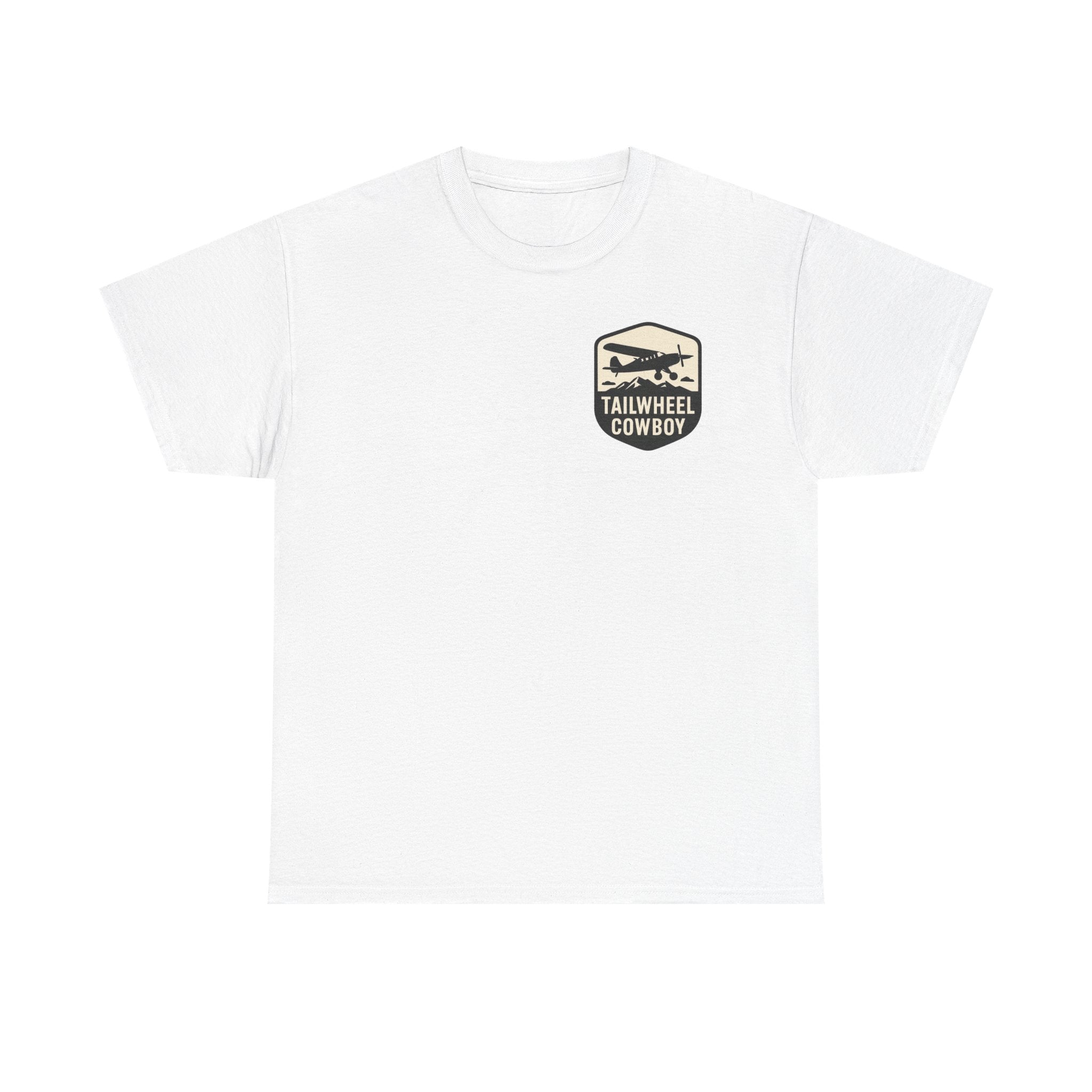 Tailwheel Cowboy T-Shirt — Vintage Aviation Tee with Chest Emblem