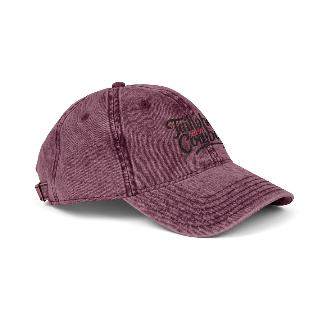 Vintage Cowboy Embroidered Cap — 'Tailwheel Cowboy' Distressed Dad Hat