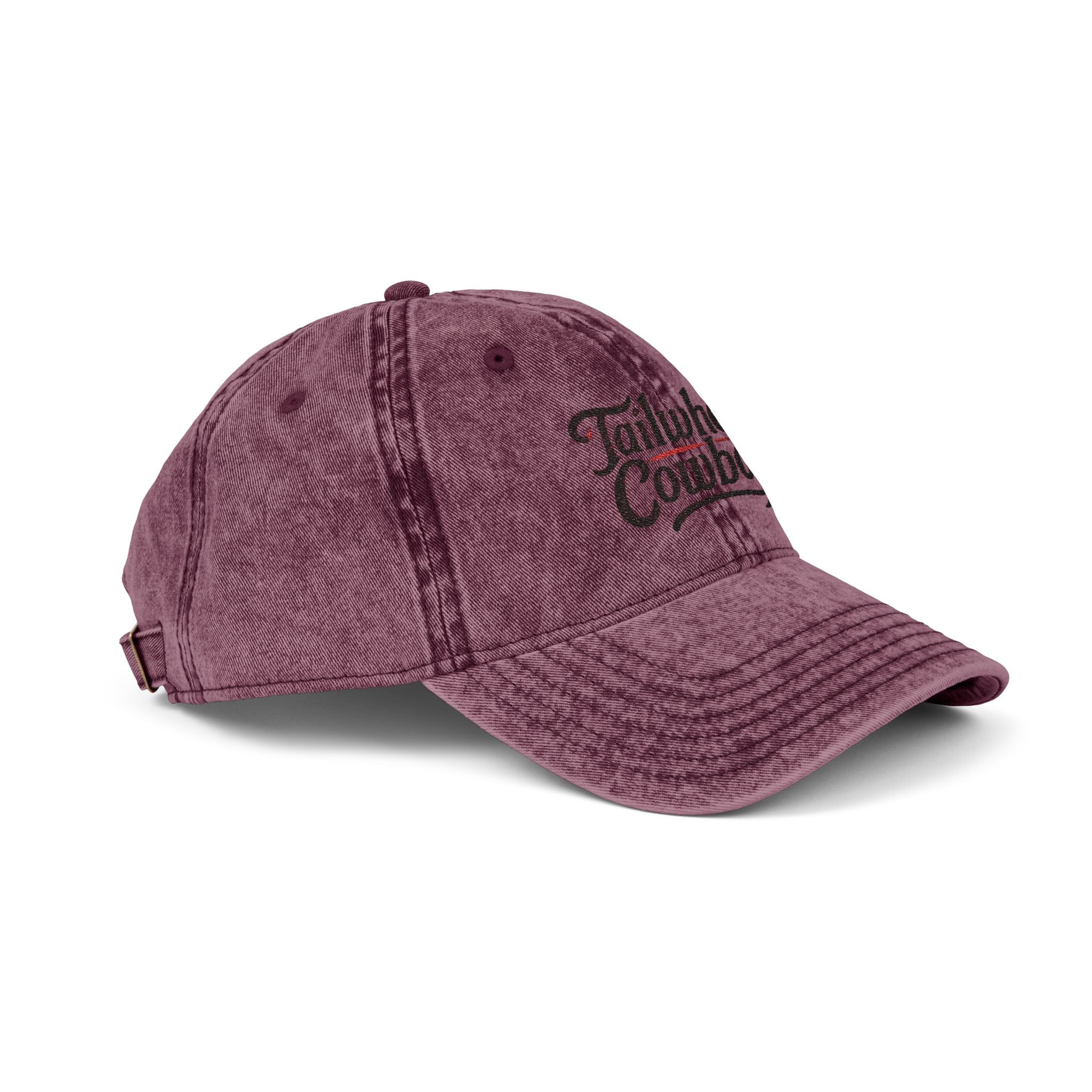 Vintage Cowboy Embroidered Cap — 'Tailwheel Cowboy' Distressed Dad Hat