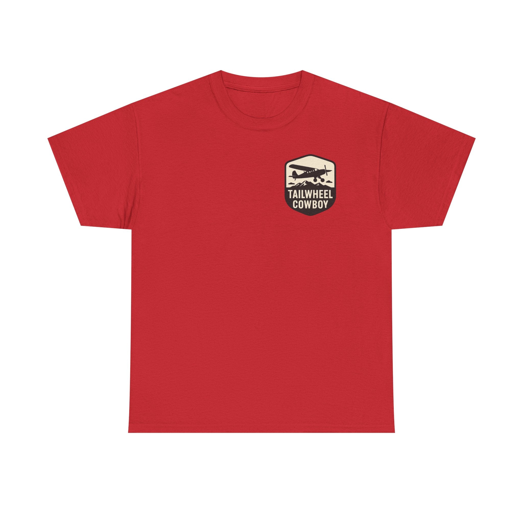 Tailwheel Cowboy T-Shirt — Vintage Aviation Tee with Chest Emblem