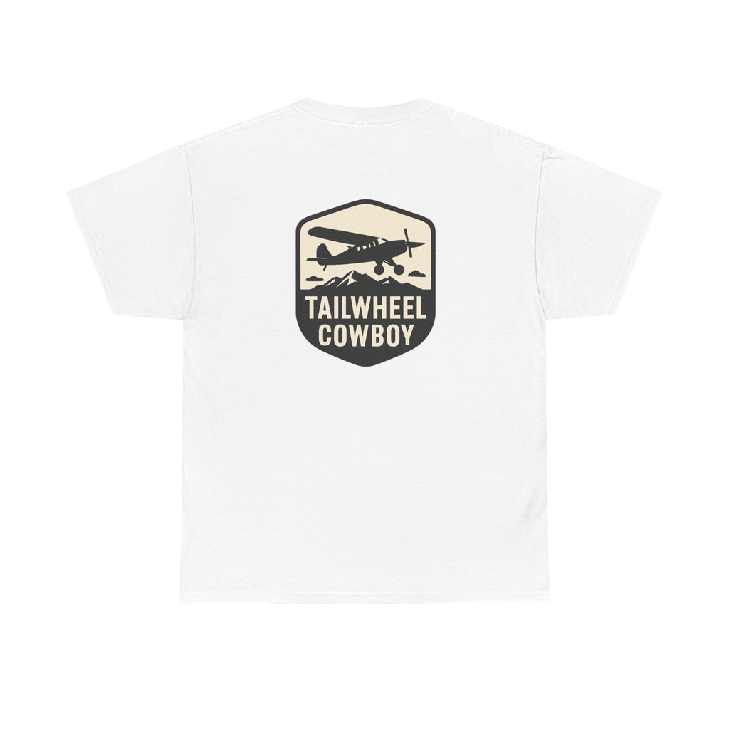 Tailwheel Cowboy T-Shirt — Vintage Aviation Tee with Chest Emblem