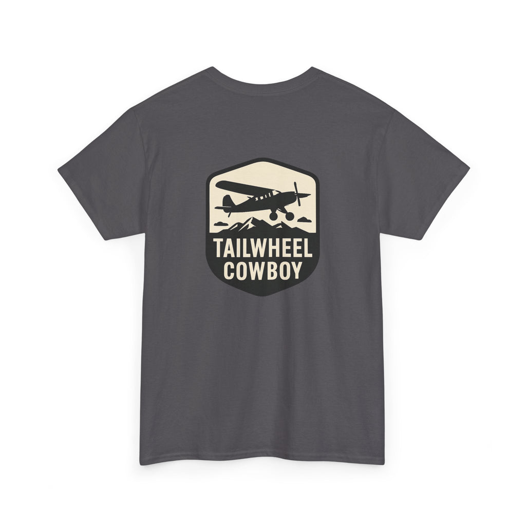 Tailwheel Cowboy T-Shirt — Vintage Aviation Tee with Chest Emblem