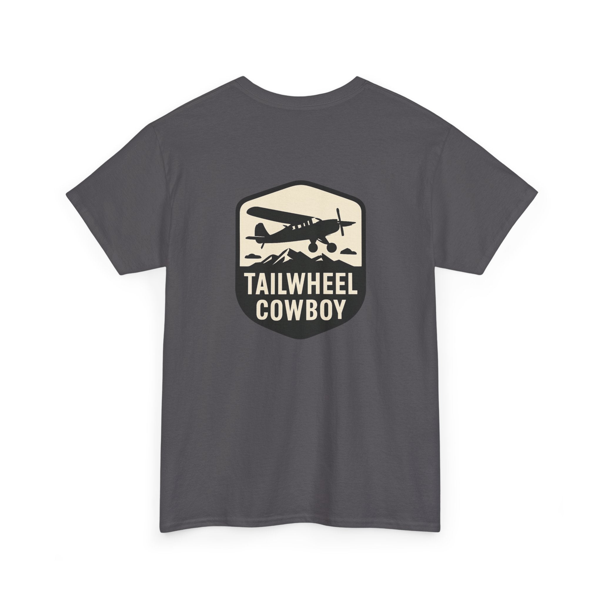 Tailwheel Cowboy T-Shirt — Vintage Aviation Tee with Chest Emblem