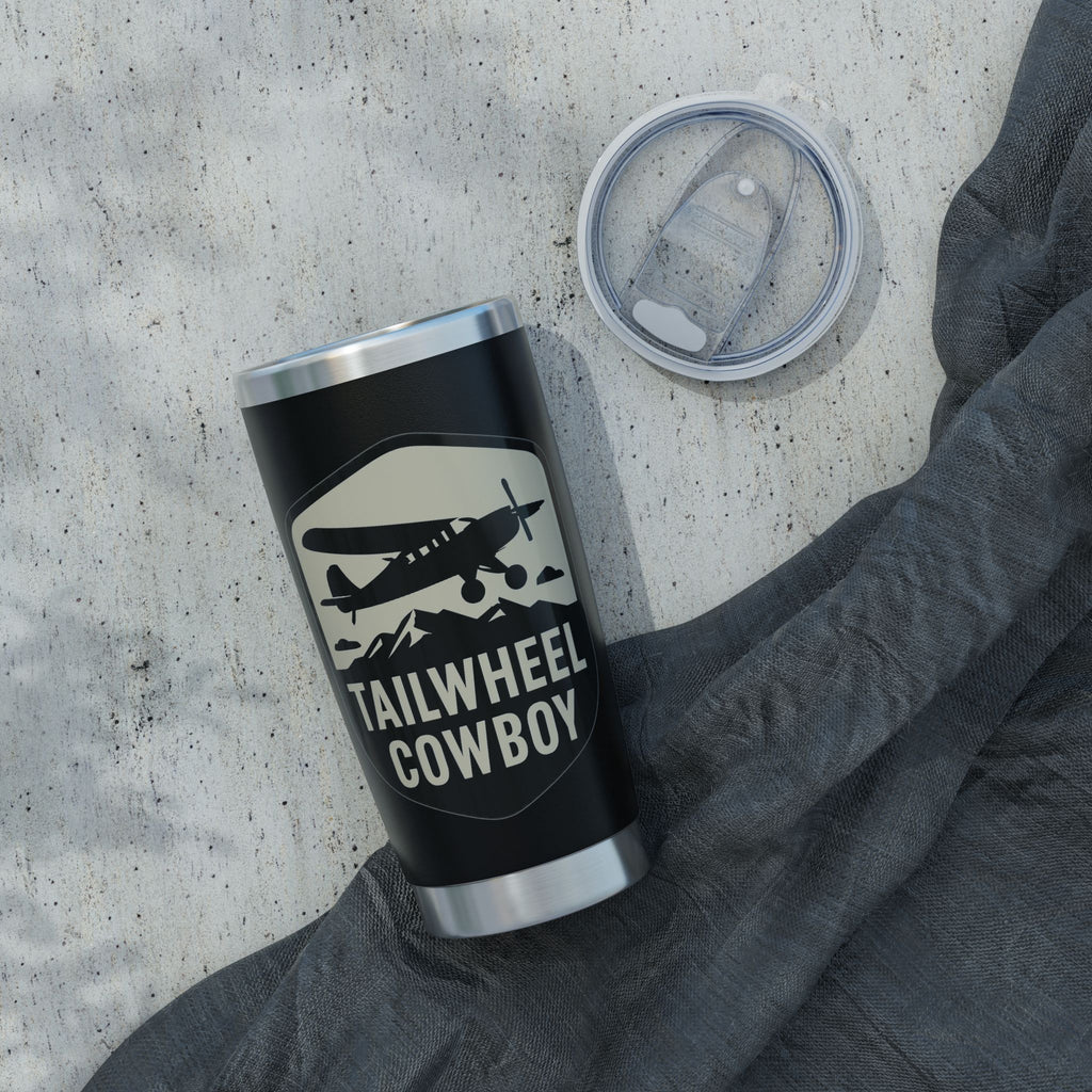 Tailwheel Cowboy 20oz Travel Tumbler — Pilot Coffee Cup for Aviators