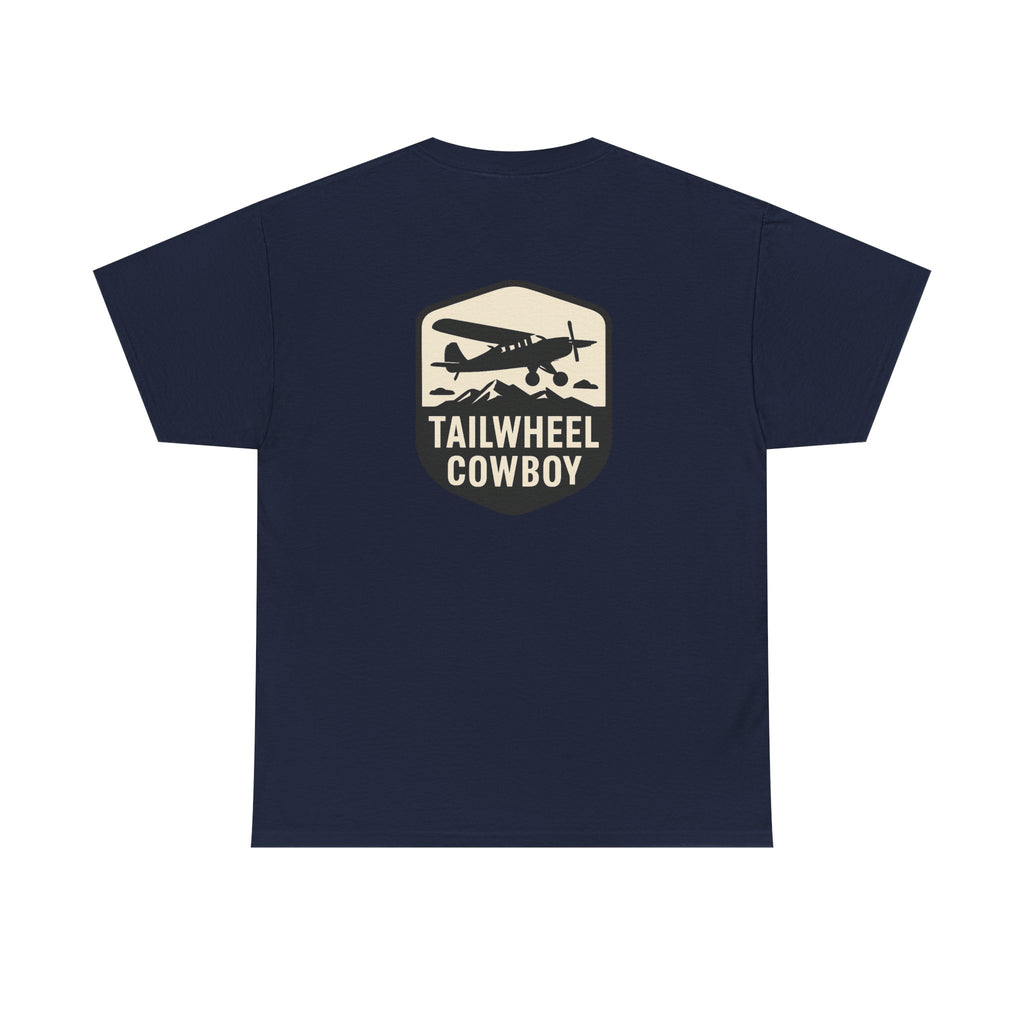 Tailwheel Cowboy T-Shirt — Vintage Aviation Tee with Chest Emblem