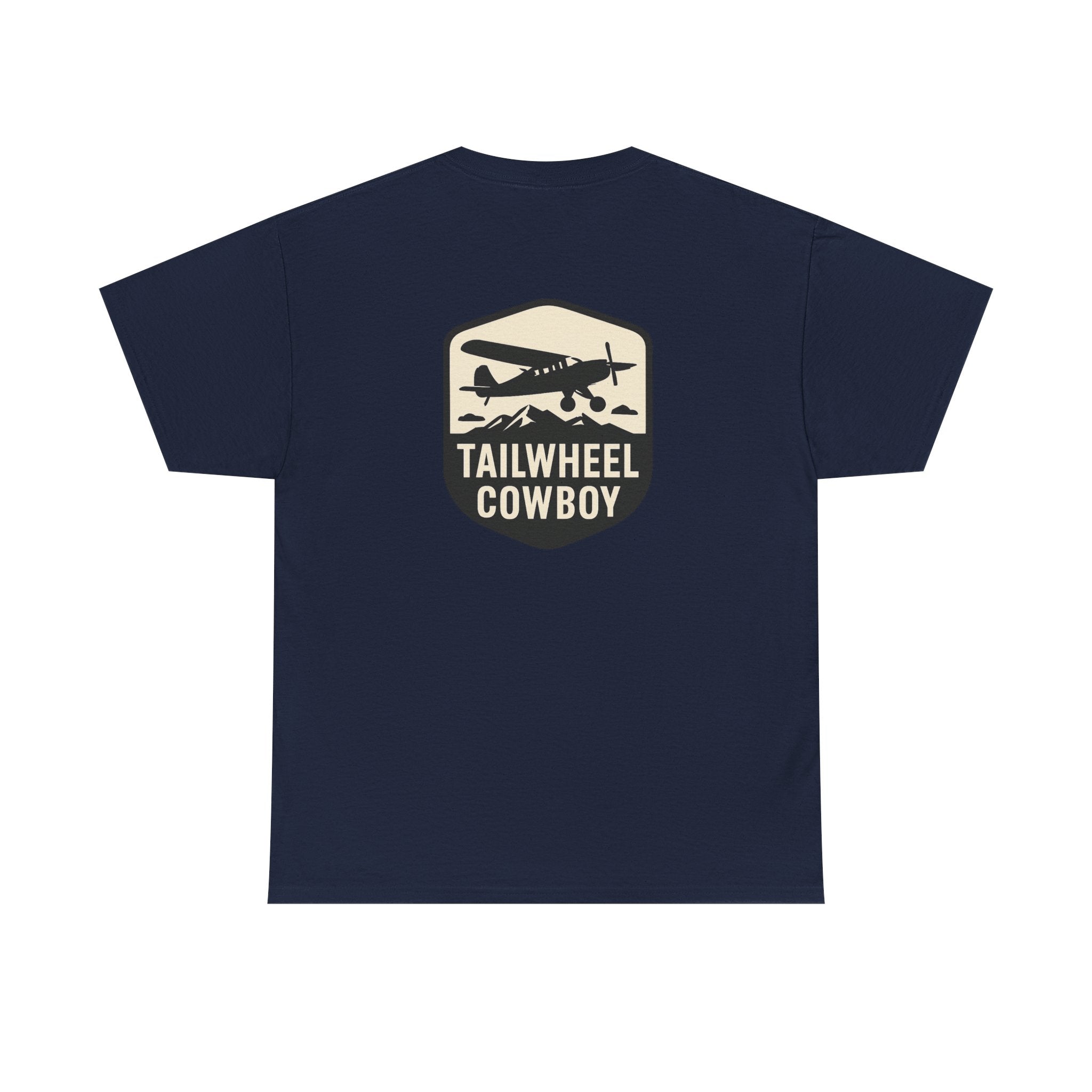 Tailwheel Cowboy T-Shirt — Vintage Aviation Tee with Chest Emblem