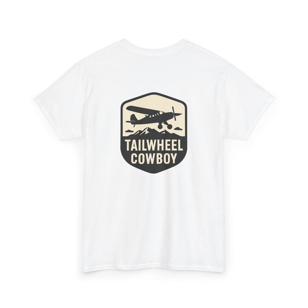 Tailwheel Cowboy T-Shirt — Vintage Aviation Tee with Chest Emblem