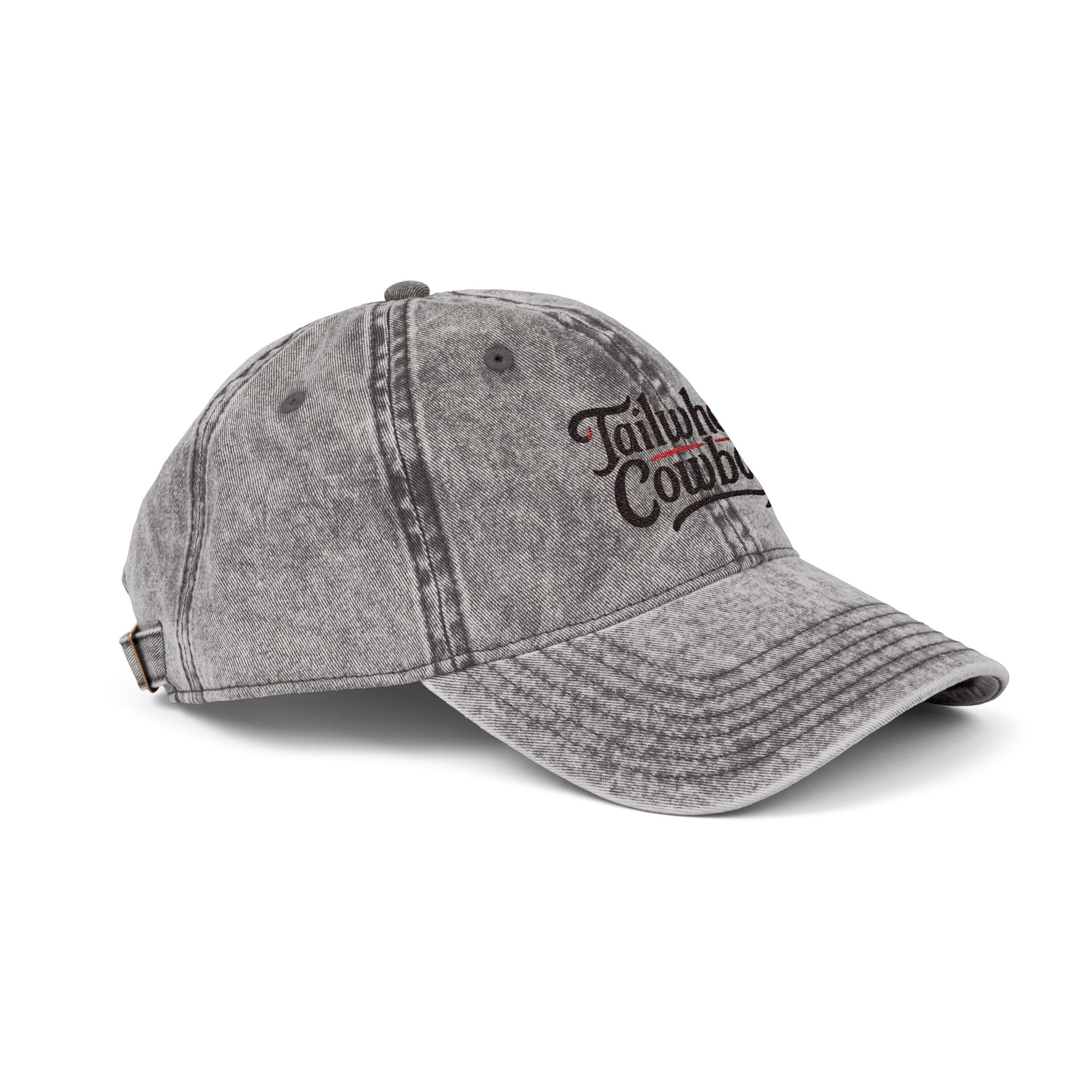 Vintage Cowboy Embroidered Cap — 'Tailwheel Cowboy' Distressed Dad Hat