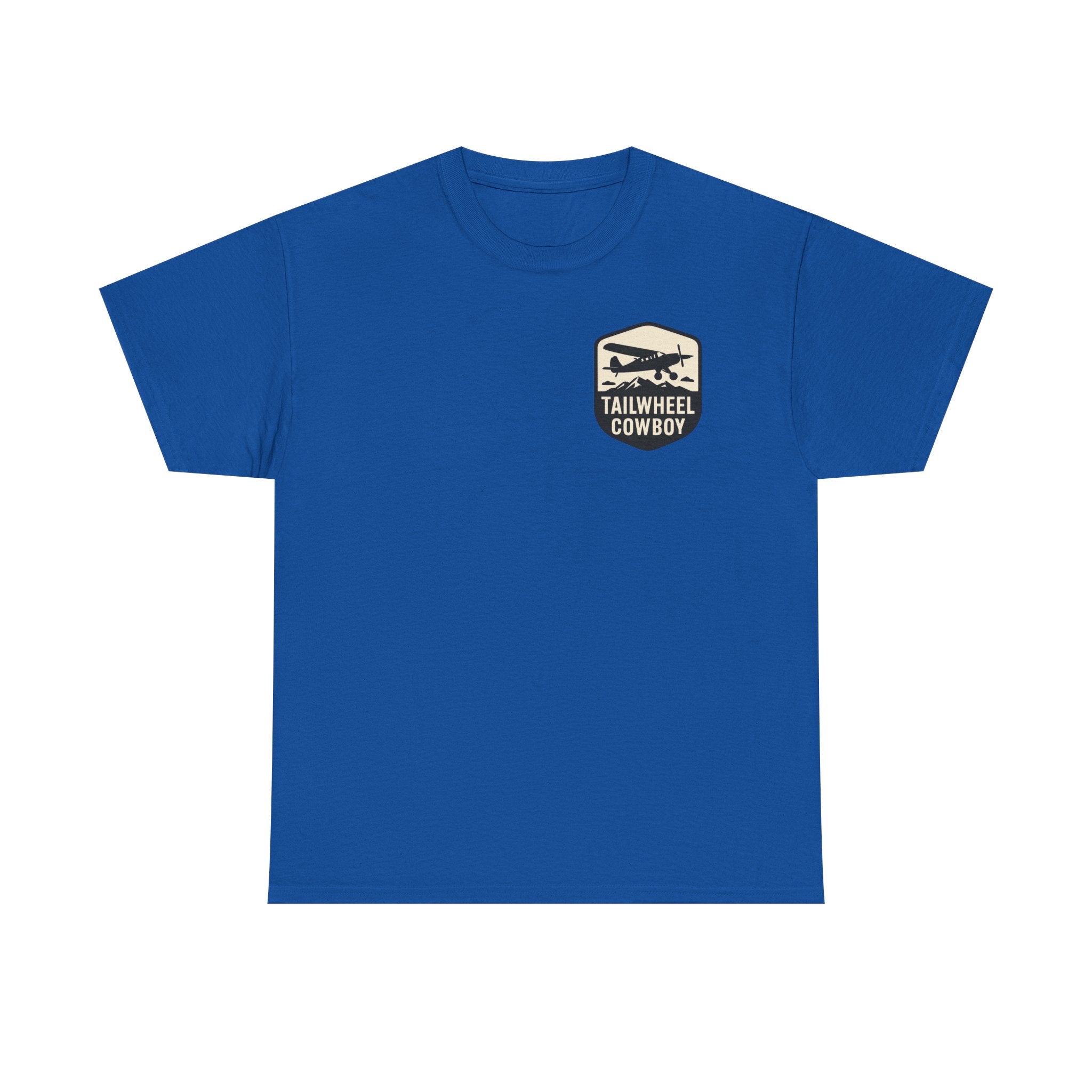 Tailwheel Cowboy T-Shirt — Vintage Aviation Tee with Chest Emblem