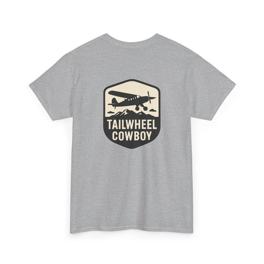 Tailwheel Cowboy T-Shirt — Vintage Aviation Tee with Chest Emblem