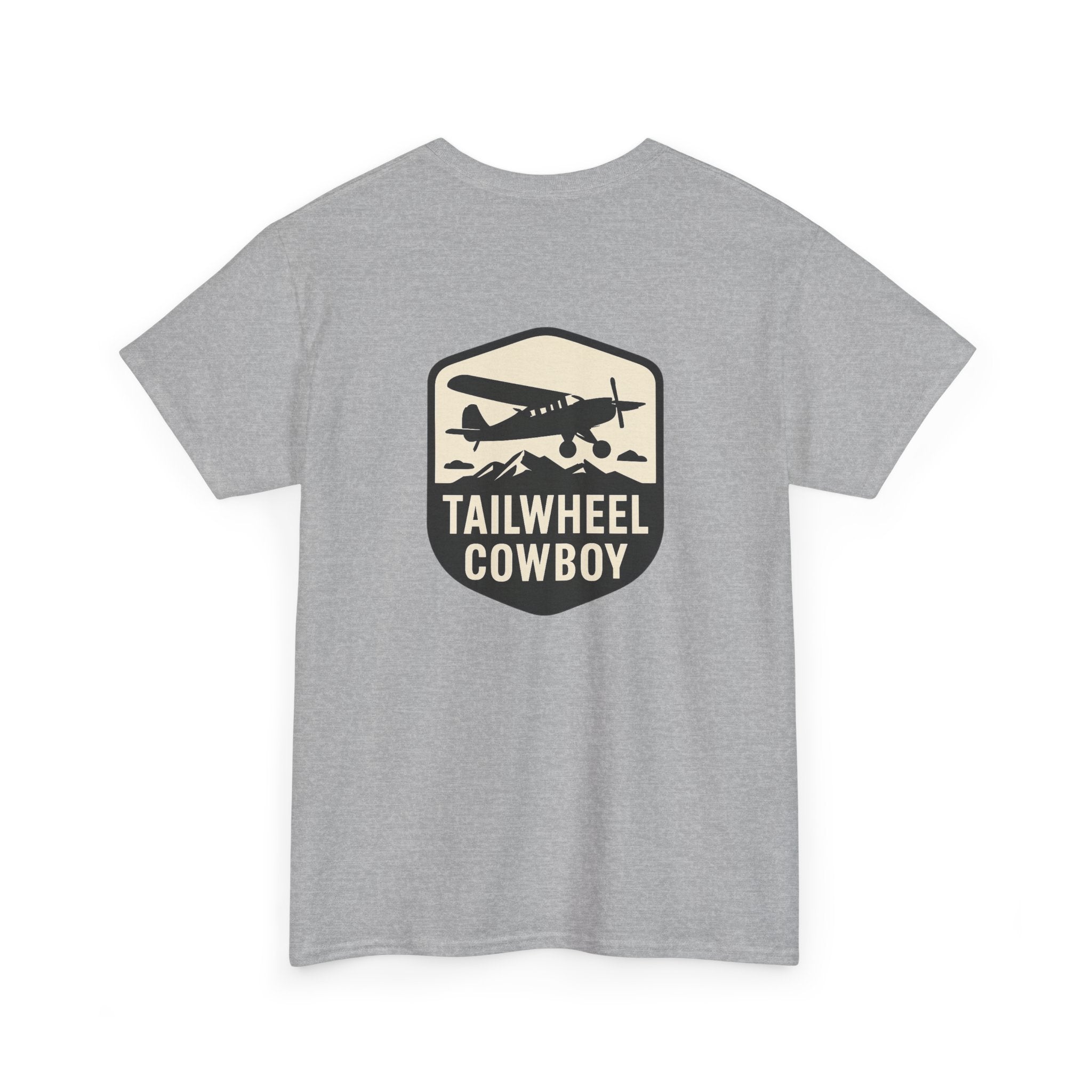 Tailwheel Cowboy T-Shirt — Vintage Aviation Tee with Chest Emblem