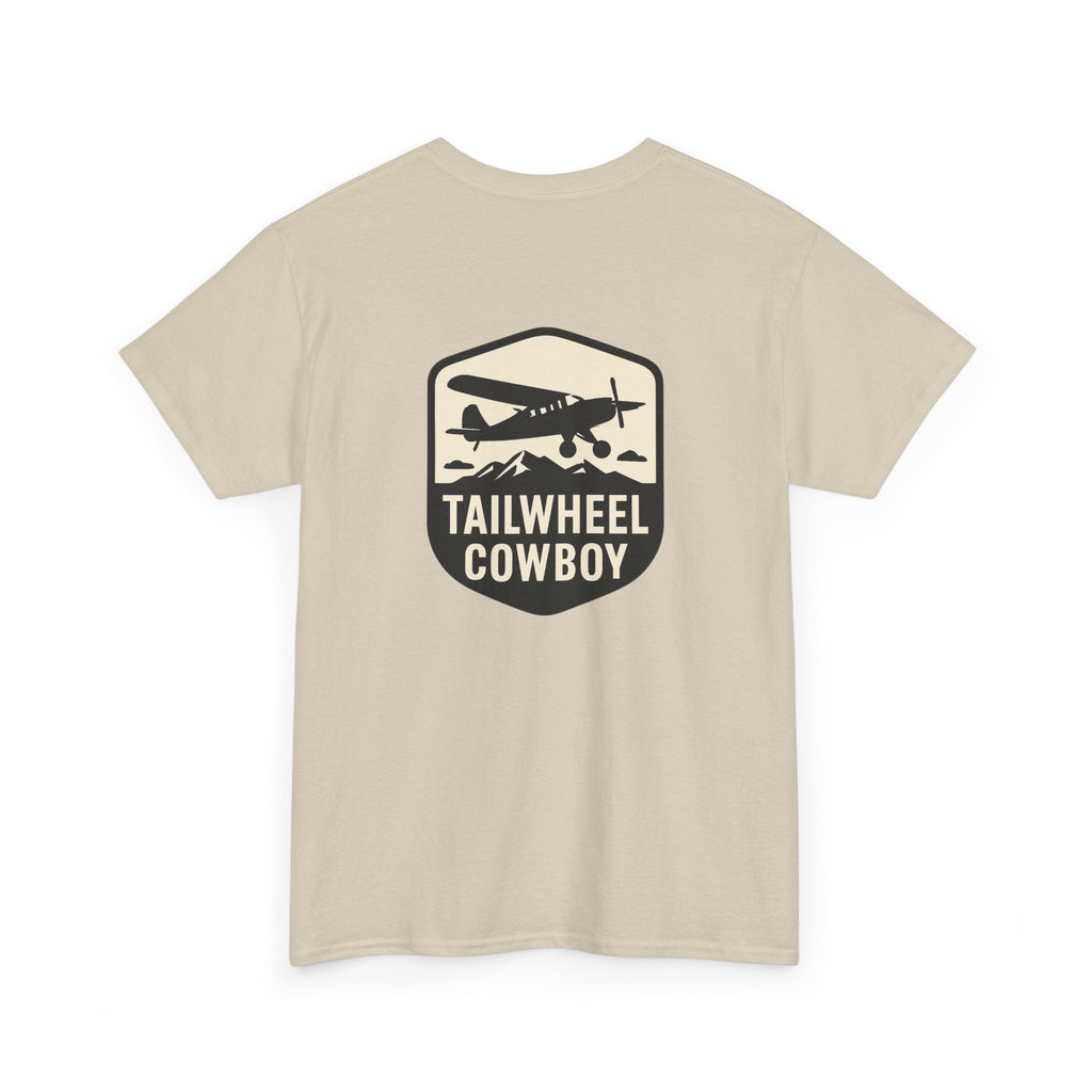 Tailwheel Cowboy T-Shirt — Vintage Aviation Tee with Chest Emblem