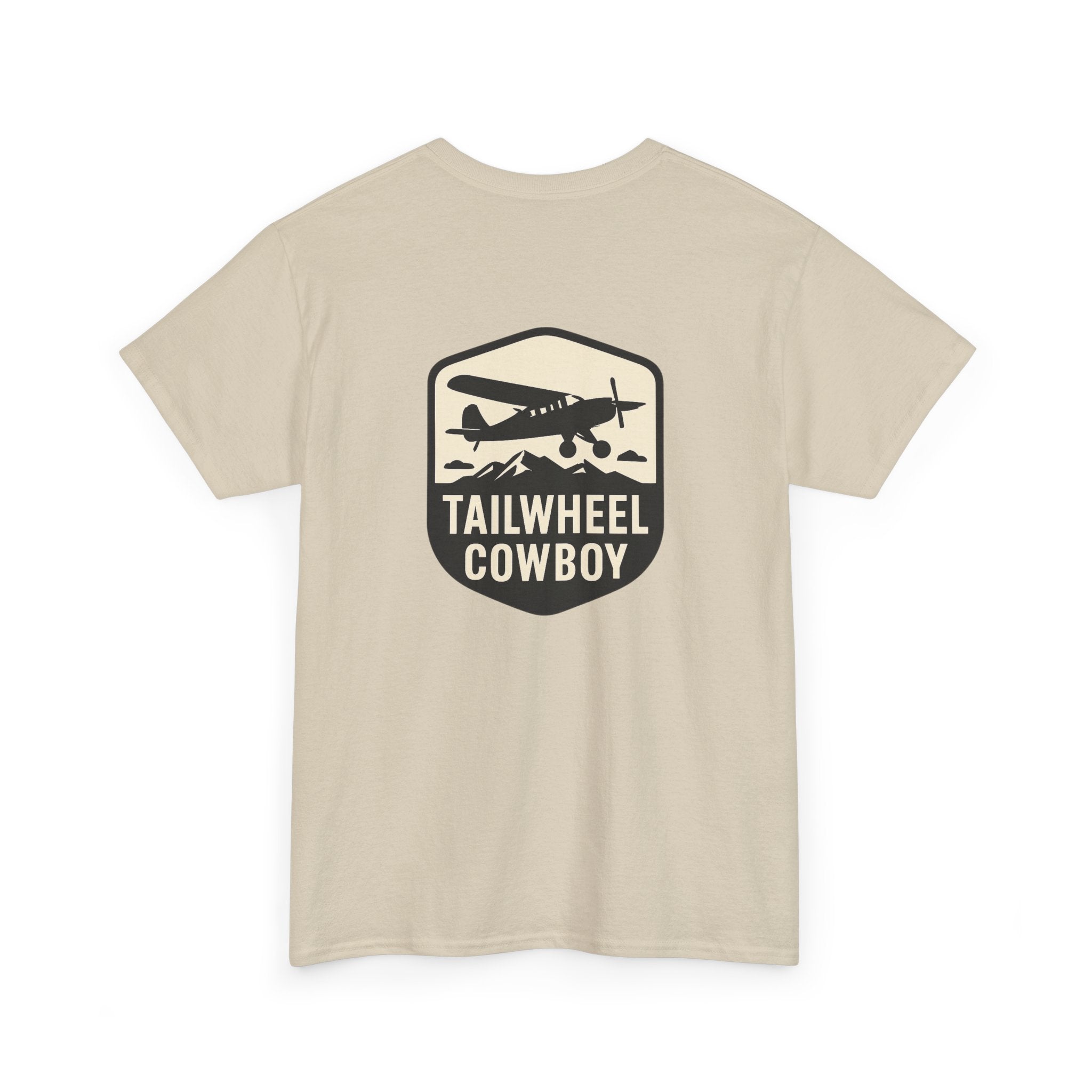 Tailwheel Cowboy T-Shirt — Vintage Aviation Tee with Chest Emblem