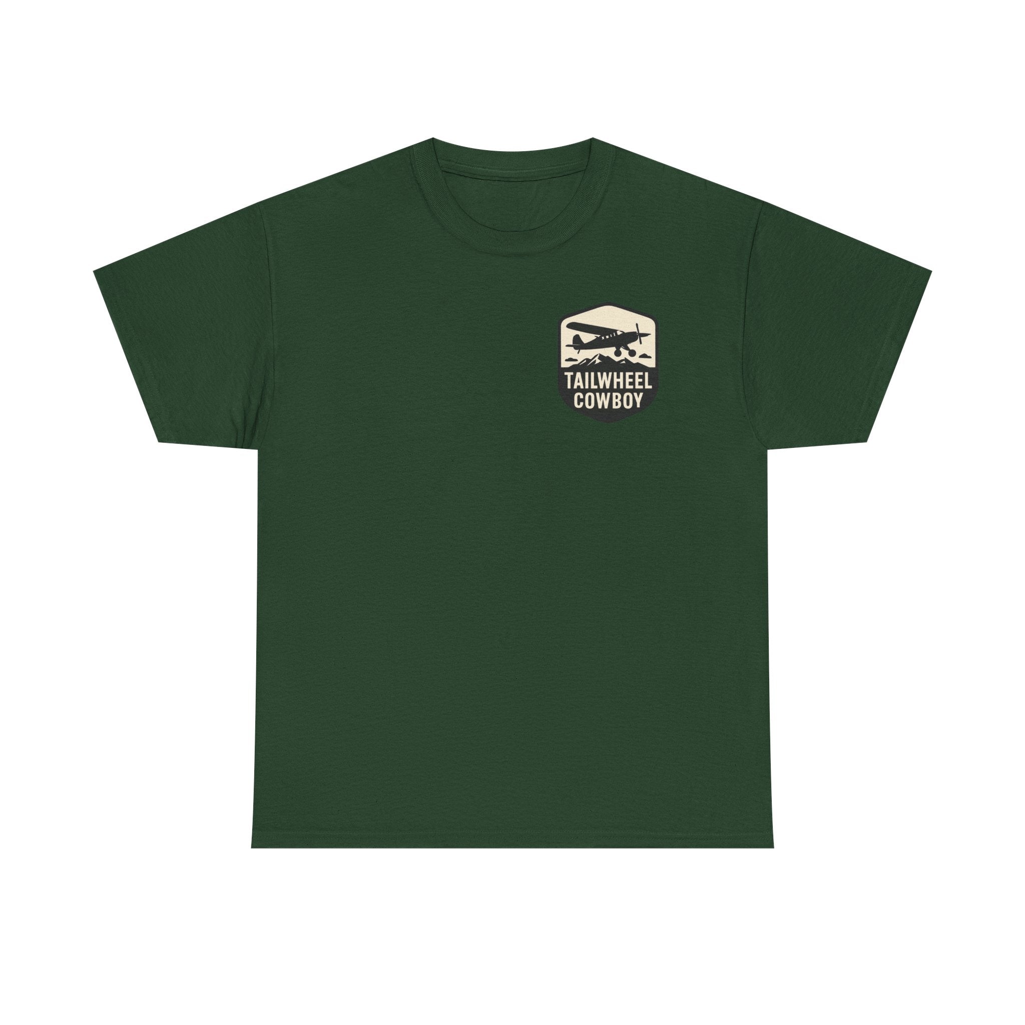 Tailwheel Cowboy T-Shirt — Vintage Aviation Tee with Chest Emblem