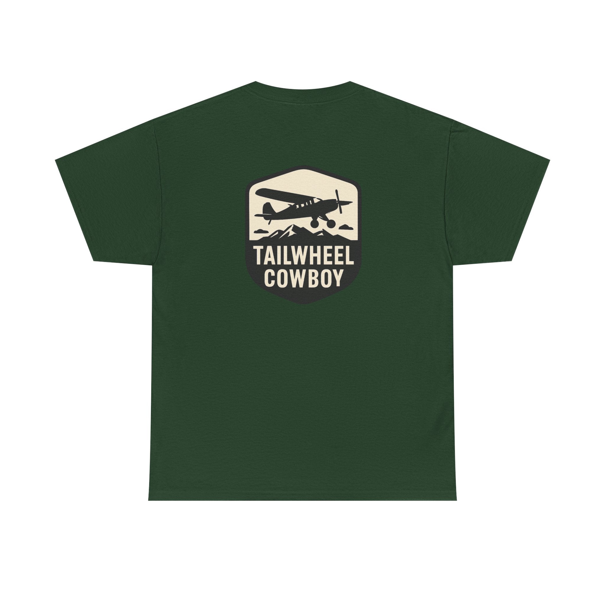 Tailwheel Cowboy T-Shirt — Vintage Aviation Tee with Chest Emblem