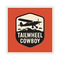 Tailwheel Cowboy Sticker — Vintage Airplane Die-Cut Decal for Pilots & Aviation Fans