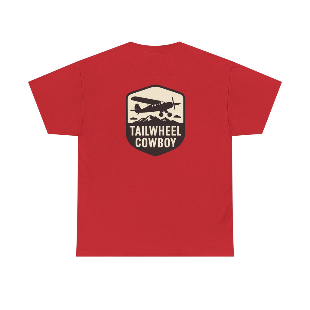 Tailwheel Cowboy T-Shirt — Vintage Aviation Tee with Chest Emblem