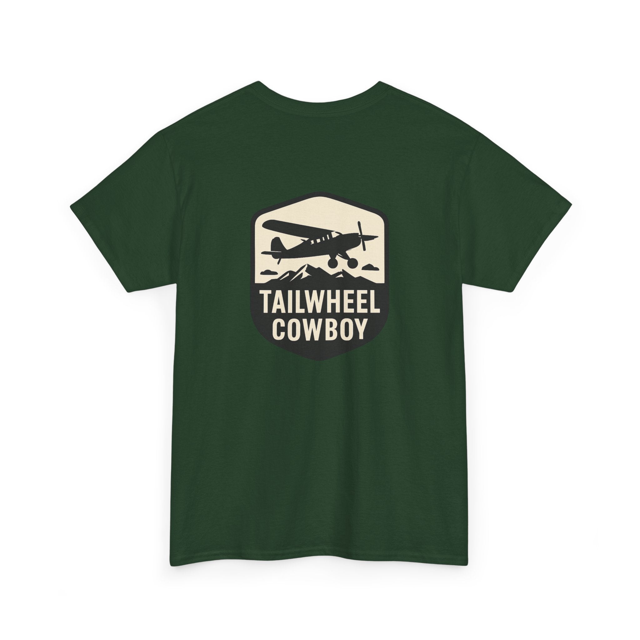 Tailwheel Cowboy T-Shirt — Vintage Aviation Tee with Chest Emblem