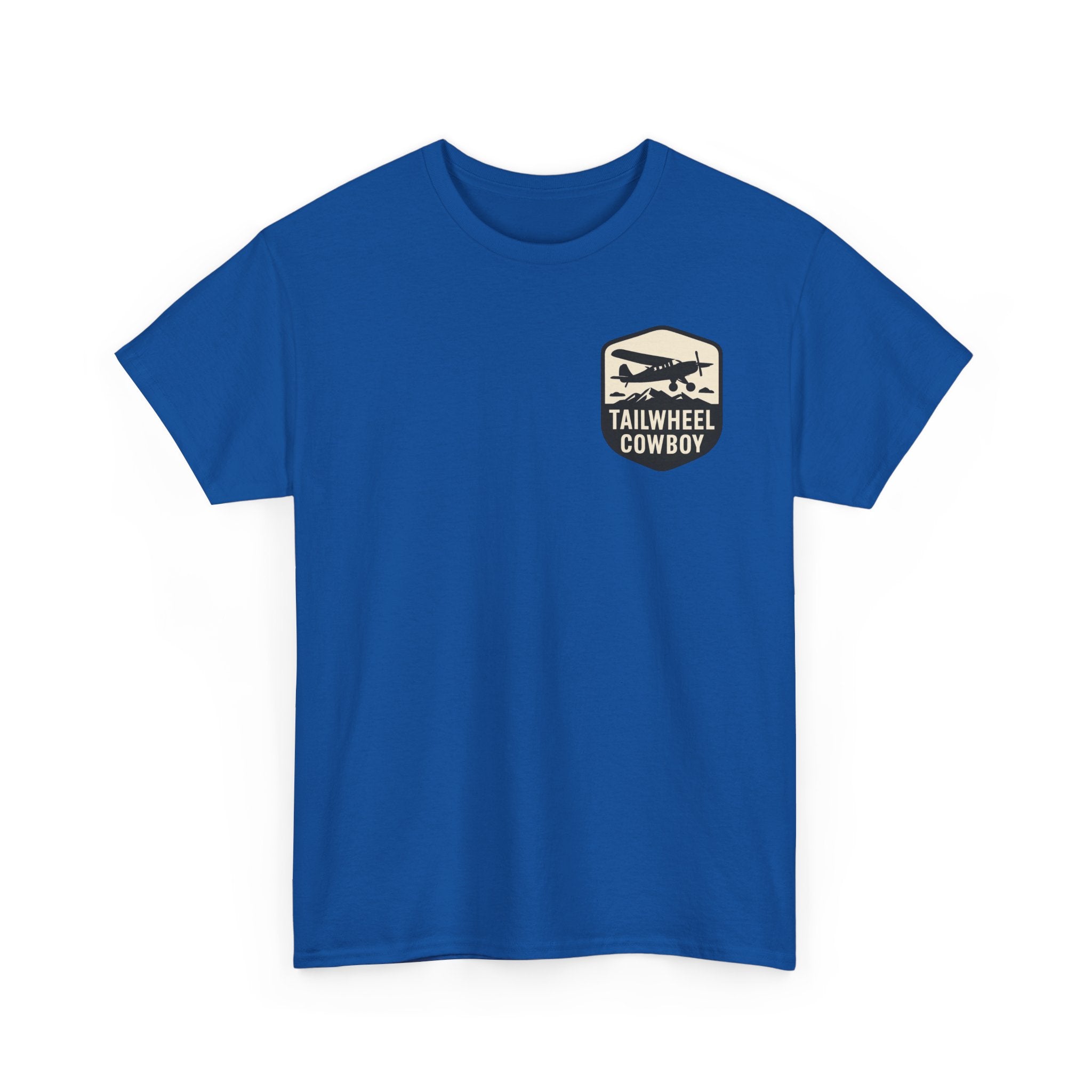 Tailwheel Cowboy T-Shirt — Vintage Aviation Tee with Chest Emblem