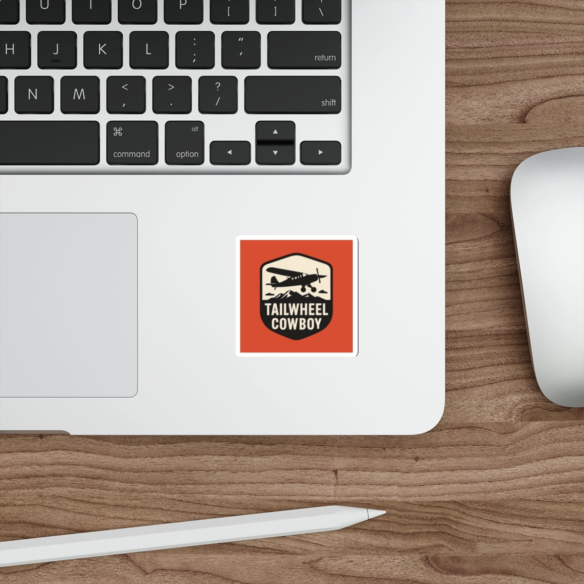 Tailwheel Cowboy Sticker — Vintage Airplane Die-Cut Decal for Pilots & Aviation Fans
