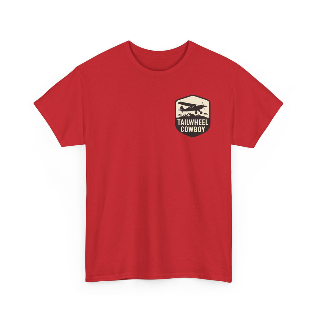 Tailwheel Cowboy T-Shirt — Vintage Aviation Tee with Chest Emblem