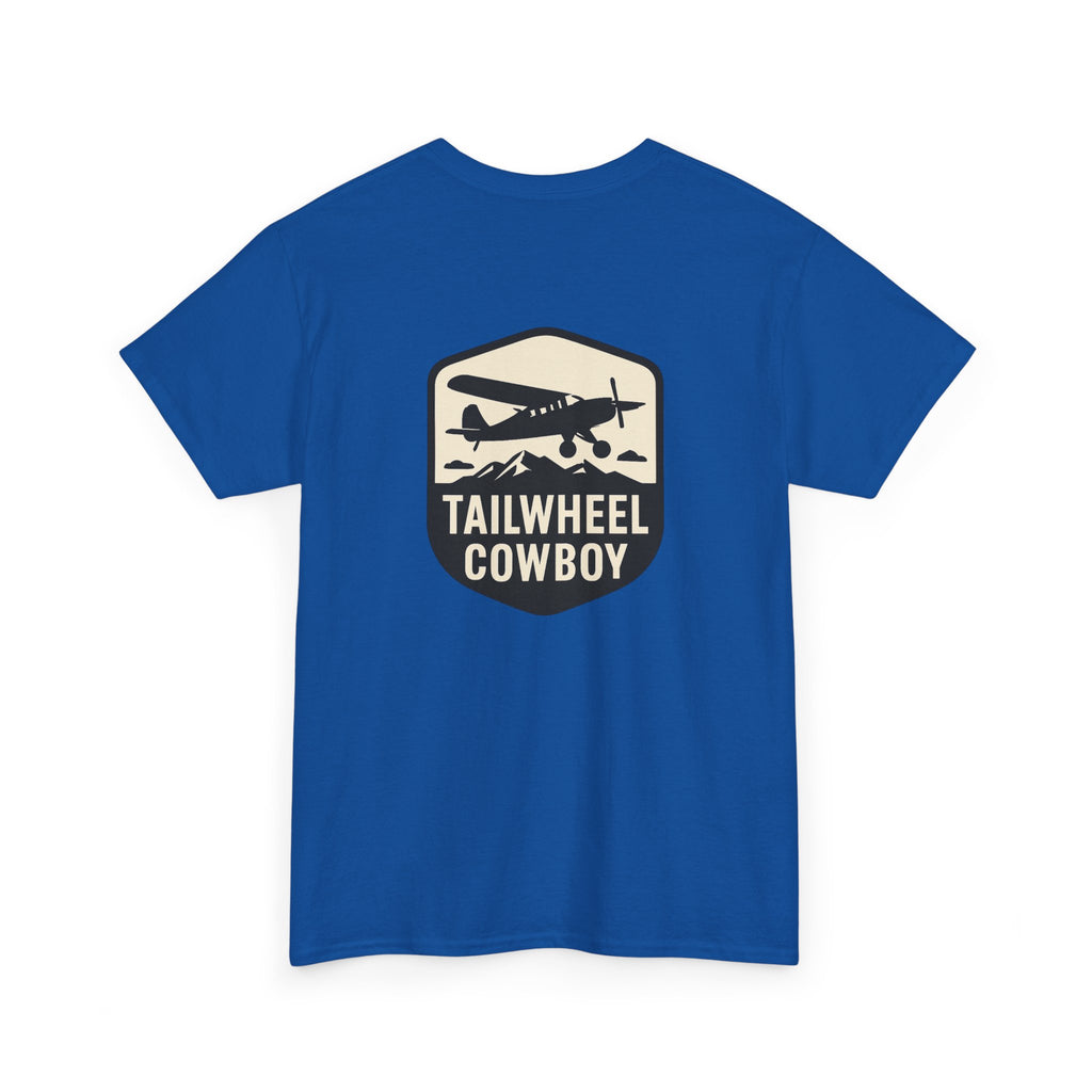 Tailwheel Cowboy T-Shirt — Vintage Aviation Tee with Chest Emblem