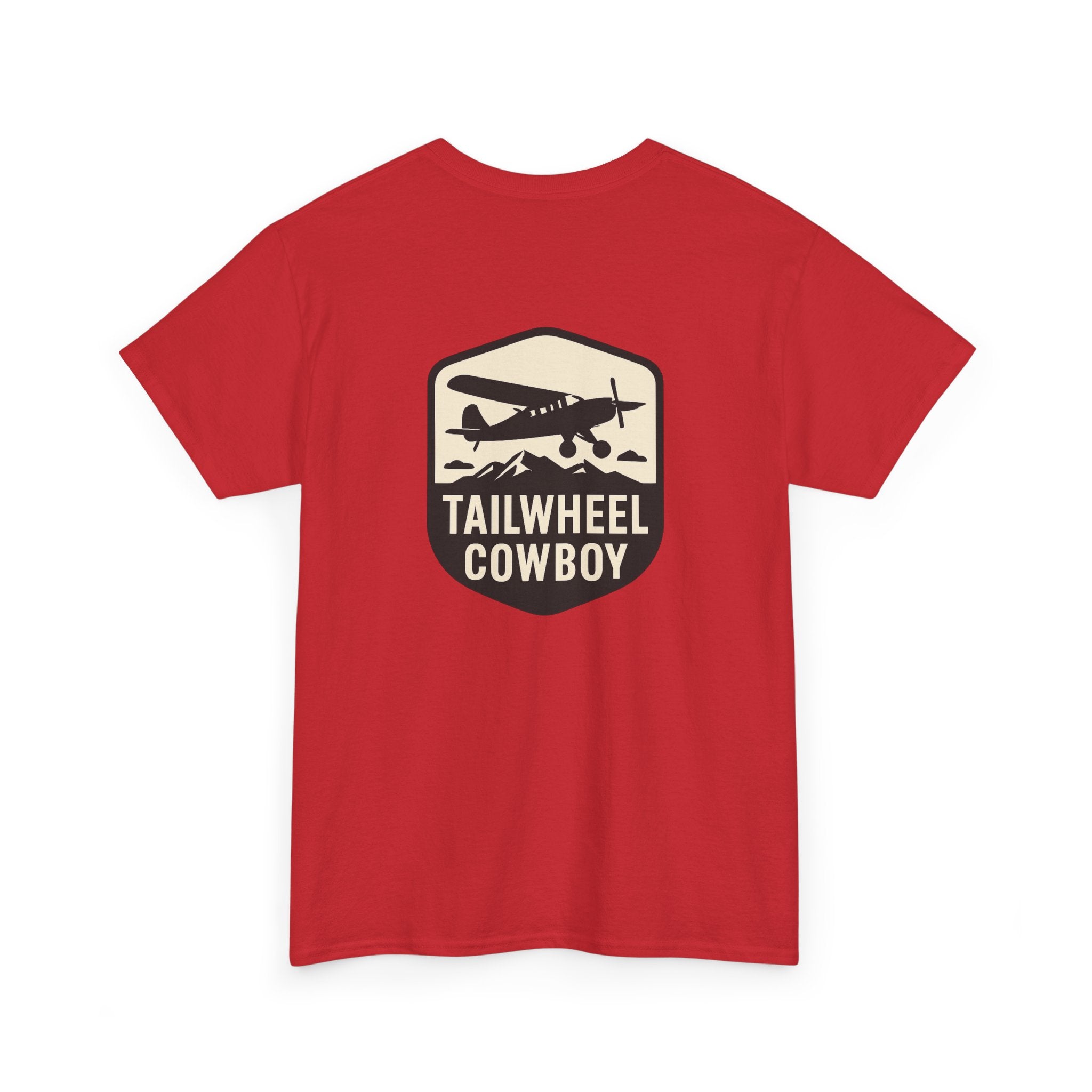 Tailwheel Cowboy T-Shirt — Vintage Aviation Tee with Chest Emblem