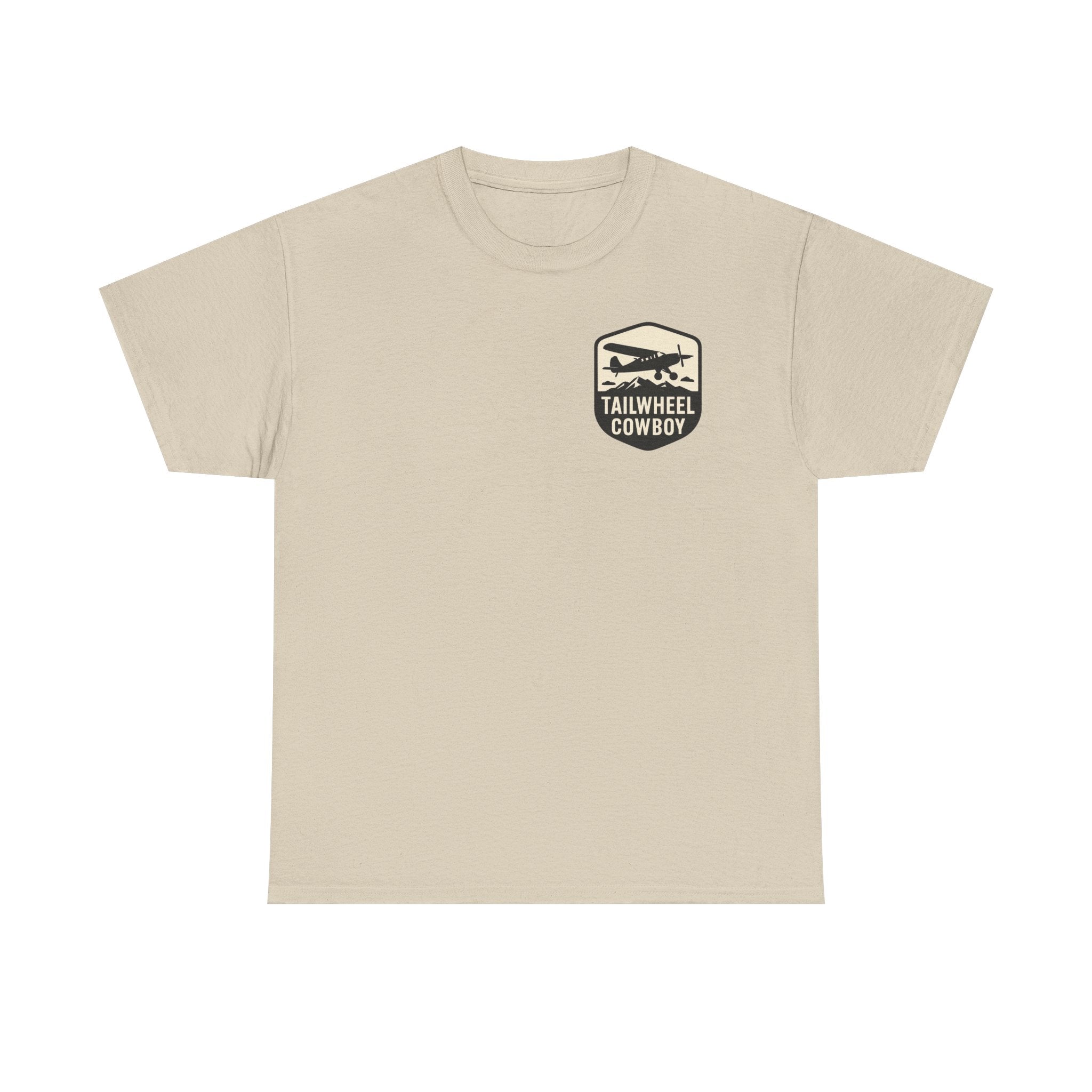 Tailwheel Cowboy T-Shirt — Vintage Aviation Tee with Chest Emblem