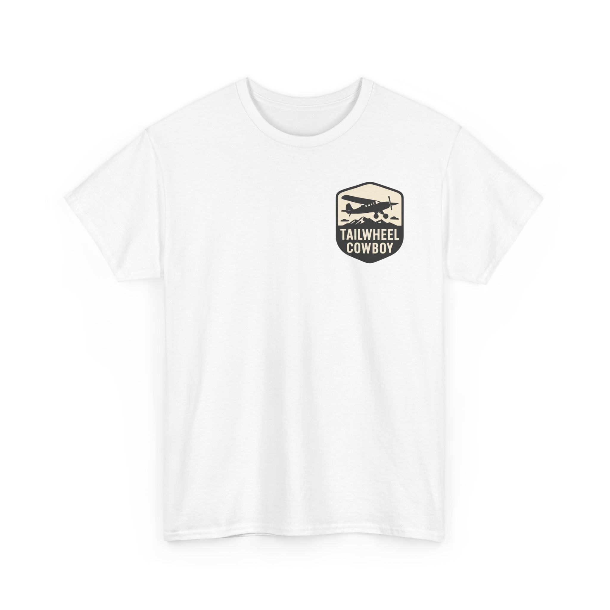 Tailwheel Cowboy T-Shirt — Vintage Aviation Tee with Chest Emblem