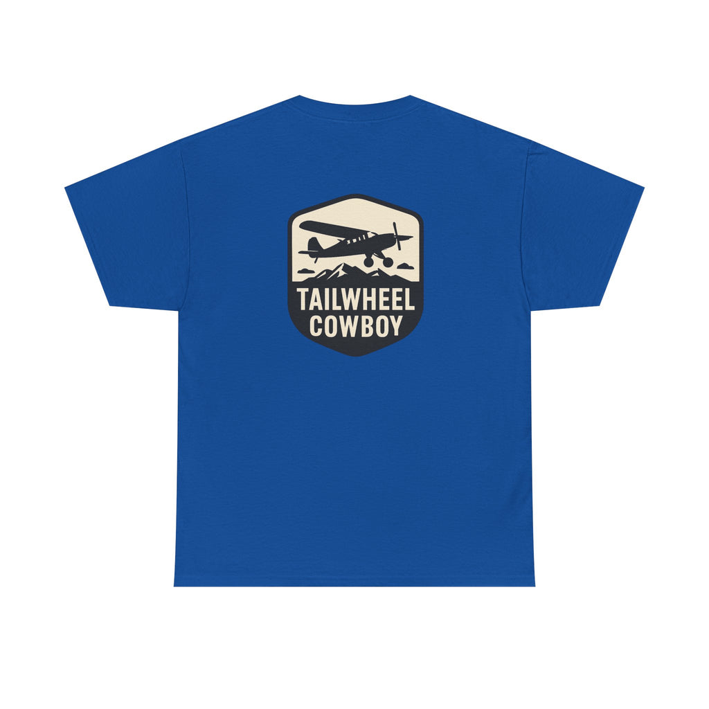 Tailwheel Cowboy T-Shirt — Vintage Aviation Tee with Chest Emblem