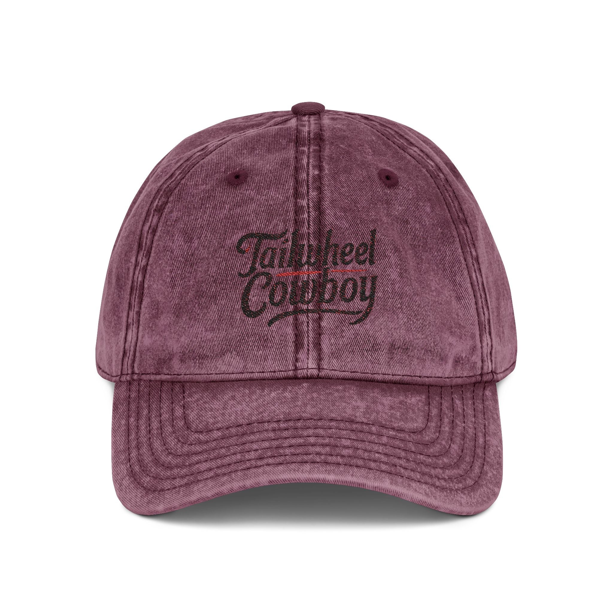 Vintage Cowboy Embroidered Cap — 'Tailwheel Cowboy' Distressed Dad Hat