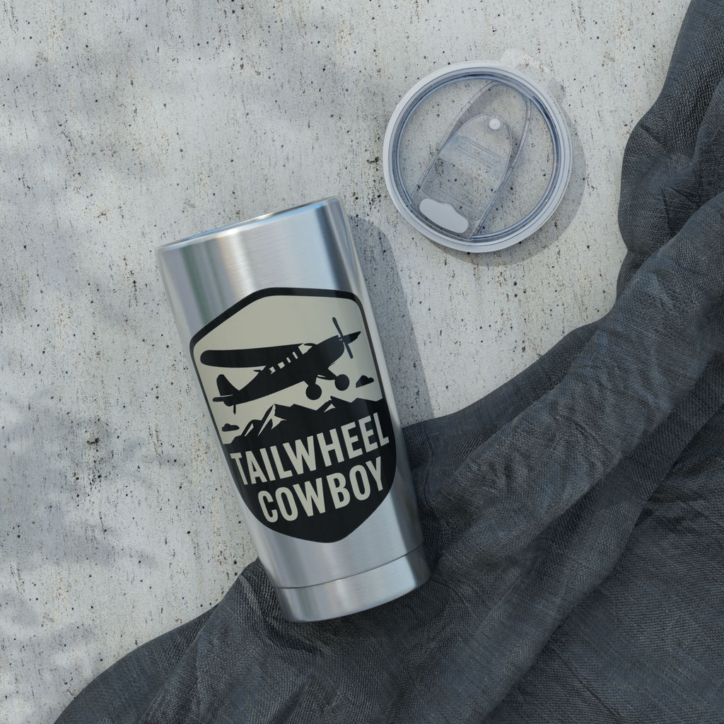 Tailwheel Cowboy 20oz Travel Tumbler — Pilot Coffee Cup for Aviators