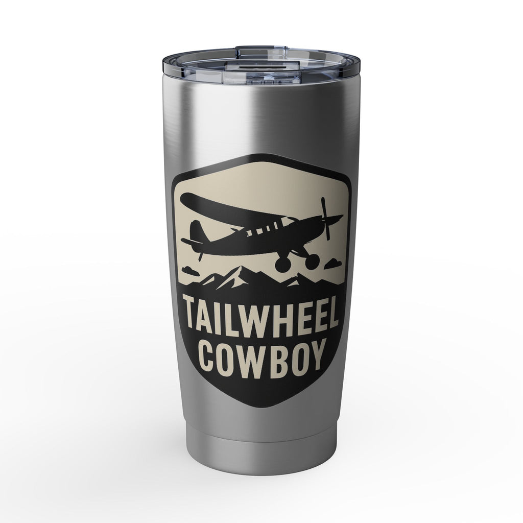 Tailwheel Cowboy 20oz Travel Tumbler — Pilot Coffee Cup for Aviators