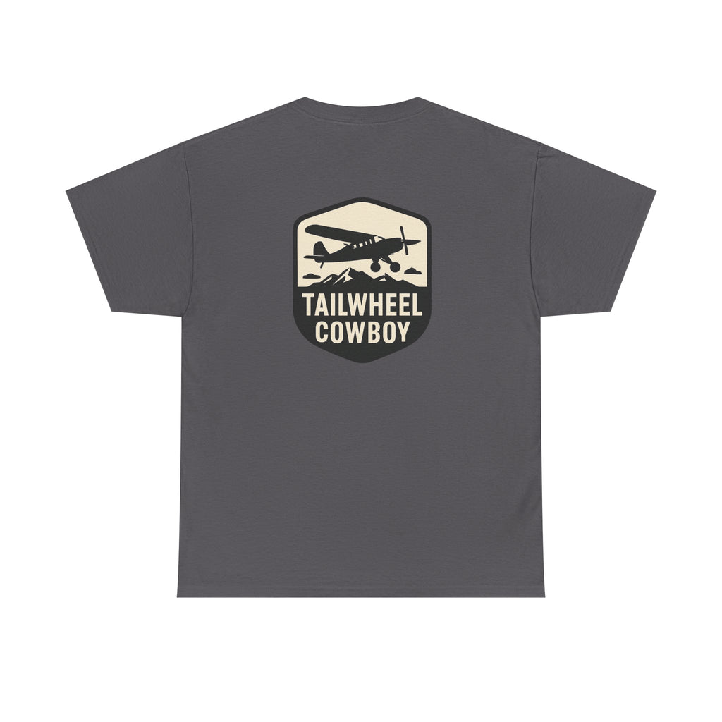 Tailwheel Cowboy T-Shirt — Vintage Aviation Tee with Chest Emblem
